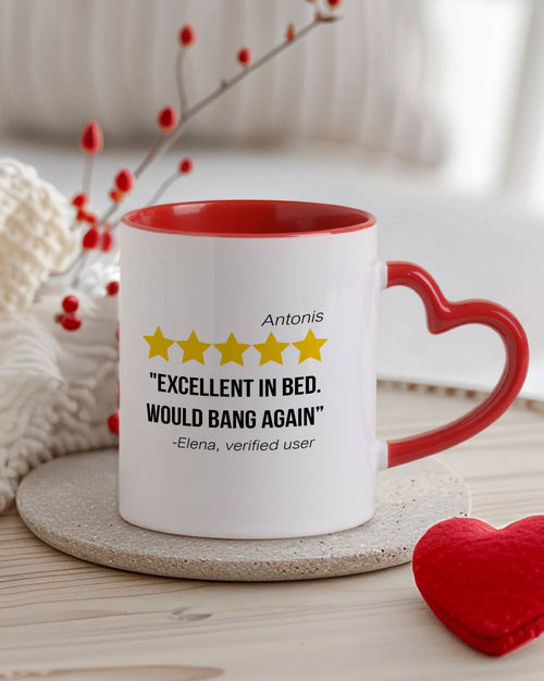 Excellent In Bed - Heart Handle Mug - GOTShirts