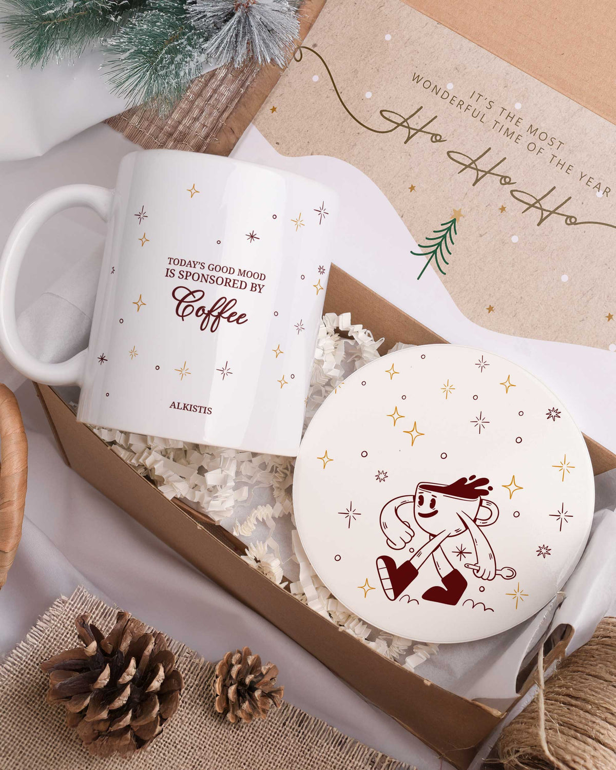 Sponsored By Coffee - Ceramic Mug 11oz & Coaster Gift Box - GOTShirts
