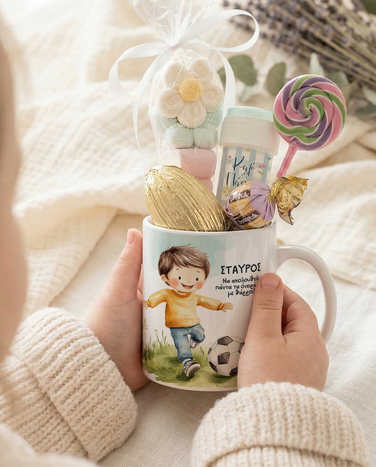 Football Player Watercolor - Ceramic Mug Gift Set - GOTShirts