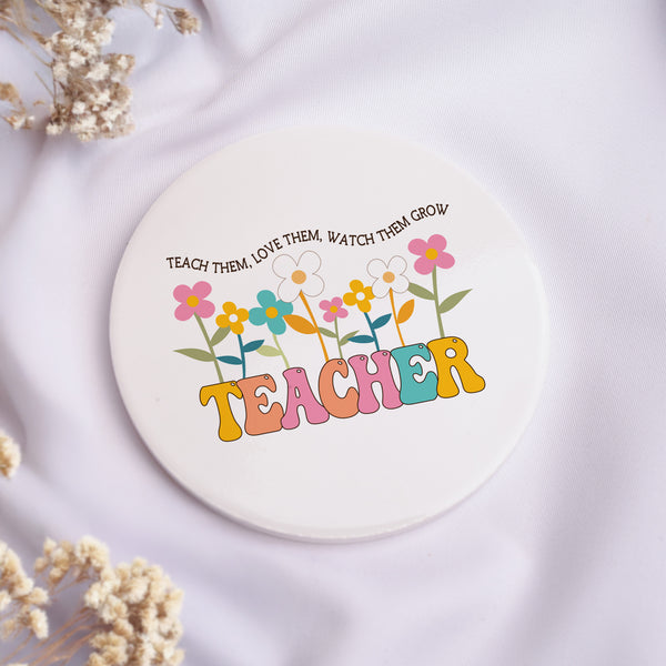Teacher Flowers - Ceramic Mug 11oz & Coaster Gift Box - GOTShirts