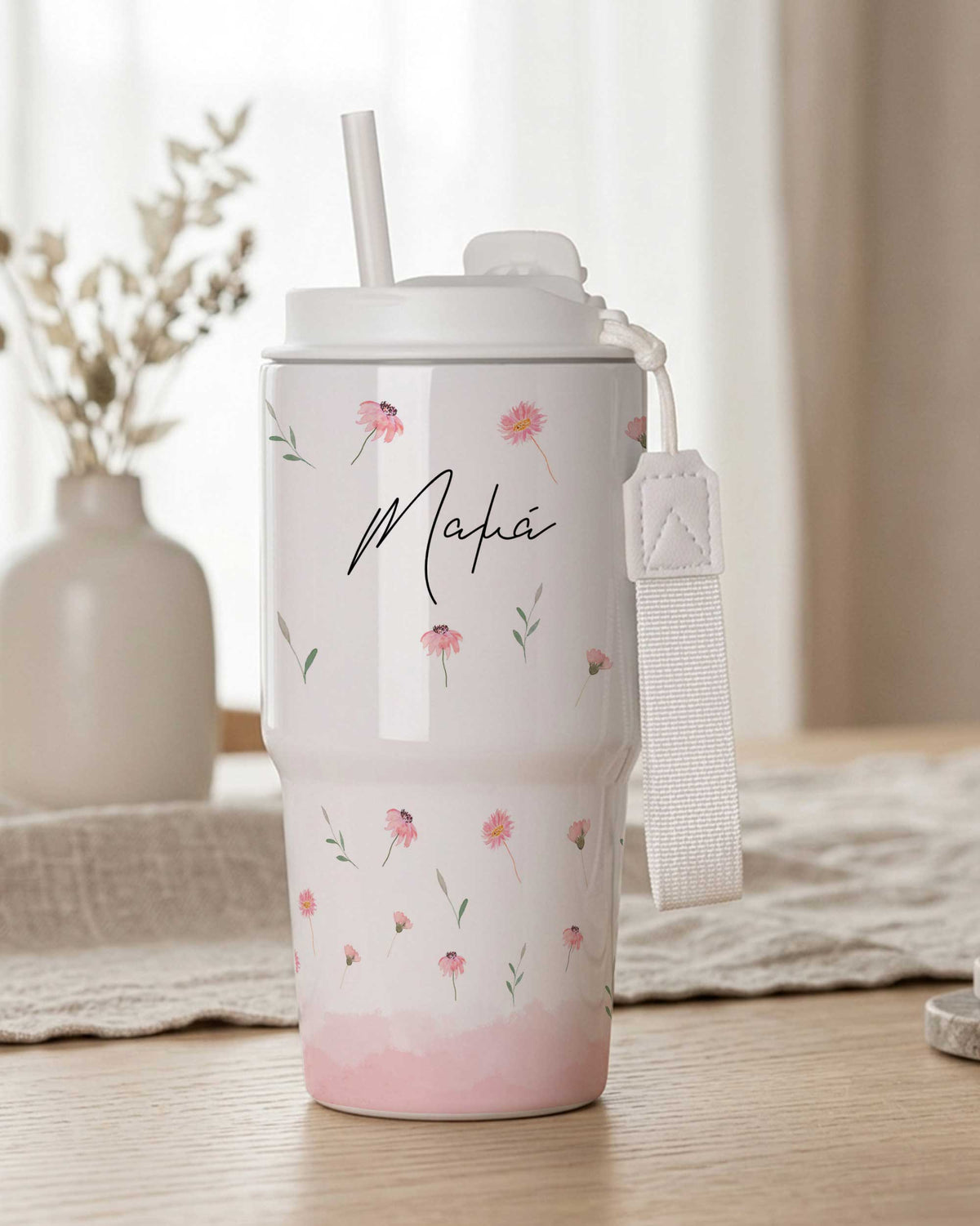Pink Flowers - Tumbler With Portable lid - GOTShirts