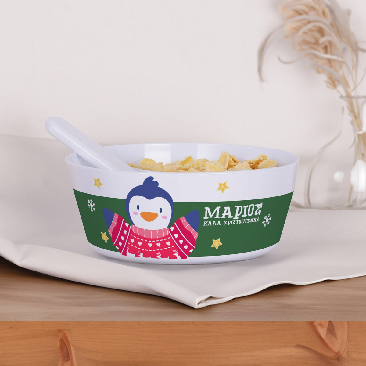 Personalized Plastic Bowl - Christmas Penguin - GOTShirts
