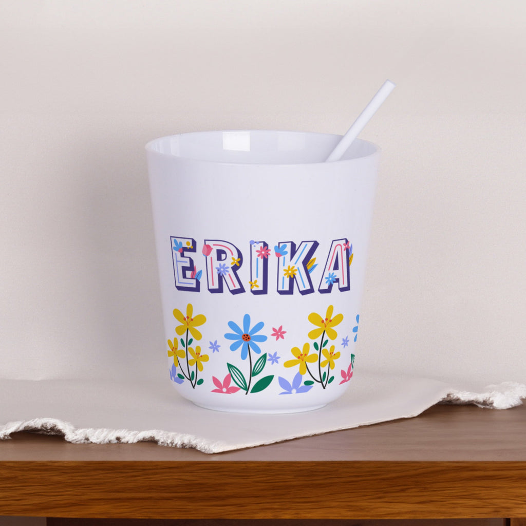 Plastic Kids Mug - Flowers Letters - GOTShirts