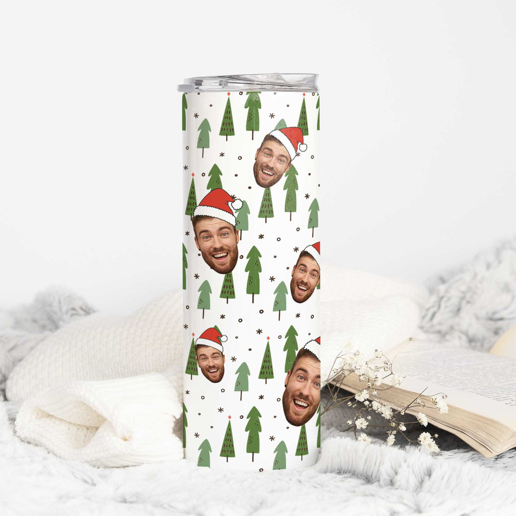 Christmas Tree Pattern - Stainless Steel Skinny Tumbler With Straw - GOTShirts