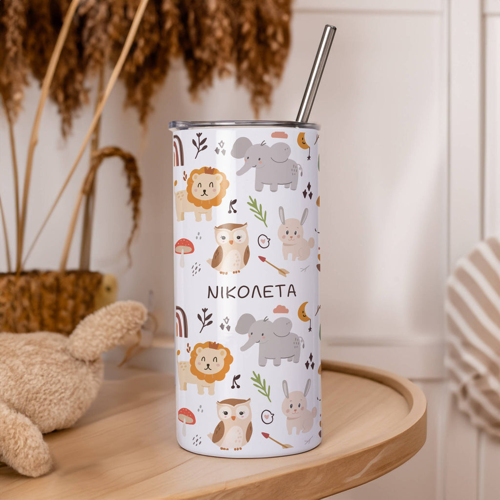 White Skinny Tumbler 16oz - Cute Animals - GOTShirts