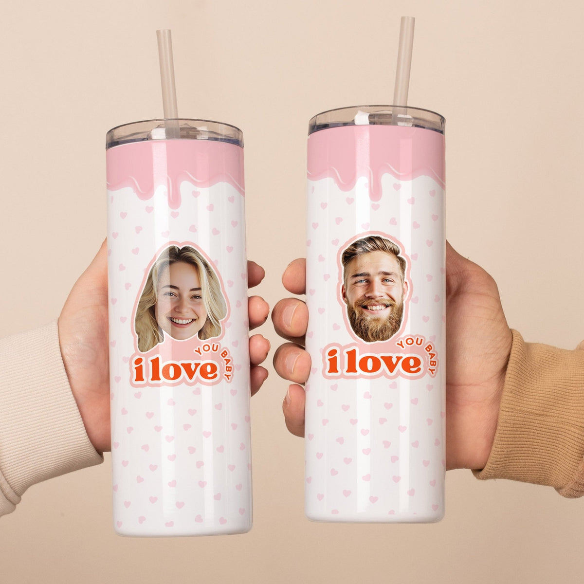 I Love You Baby - Stainless Steel Skinny Tumbler With Straw - GOTShirts