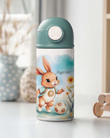 Football Bunny - Double Wall Colored Water Bottle - GOTShirts