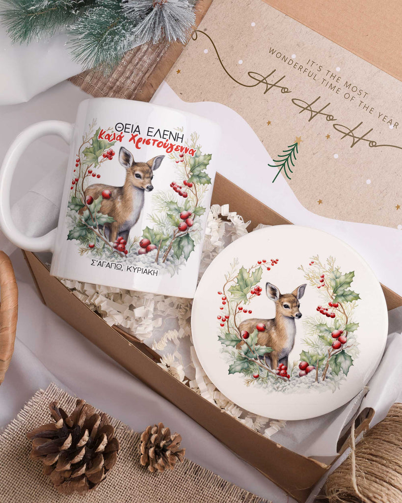 Christmas Deer - Ceramic Mug 11oz & Coaster Gift Box - GOTShirts
