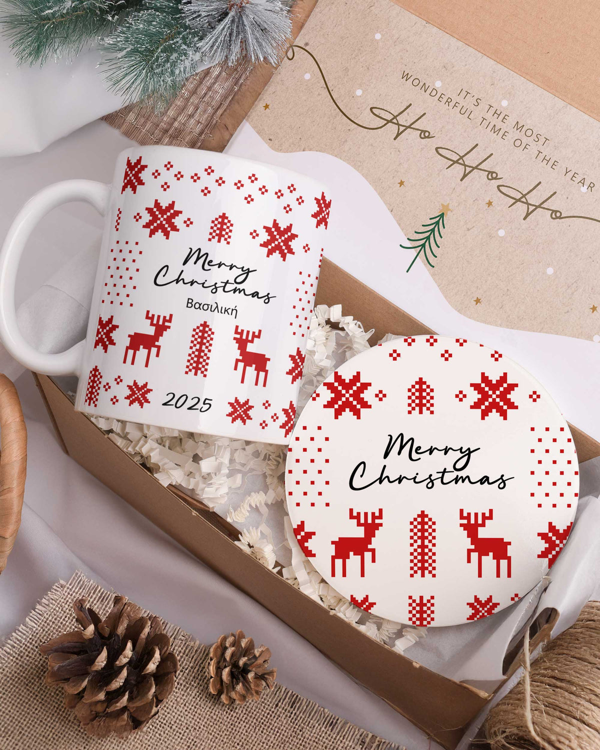 Christmas Pattern - Ceramic Mug 11oz & Coaster Gift Box - GOTShirts