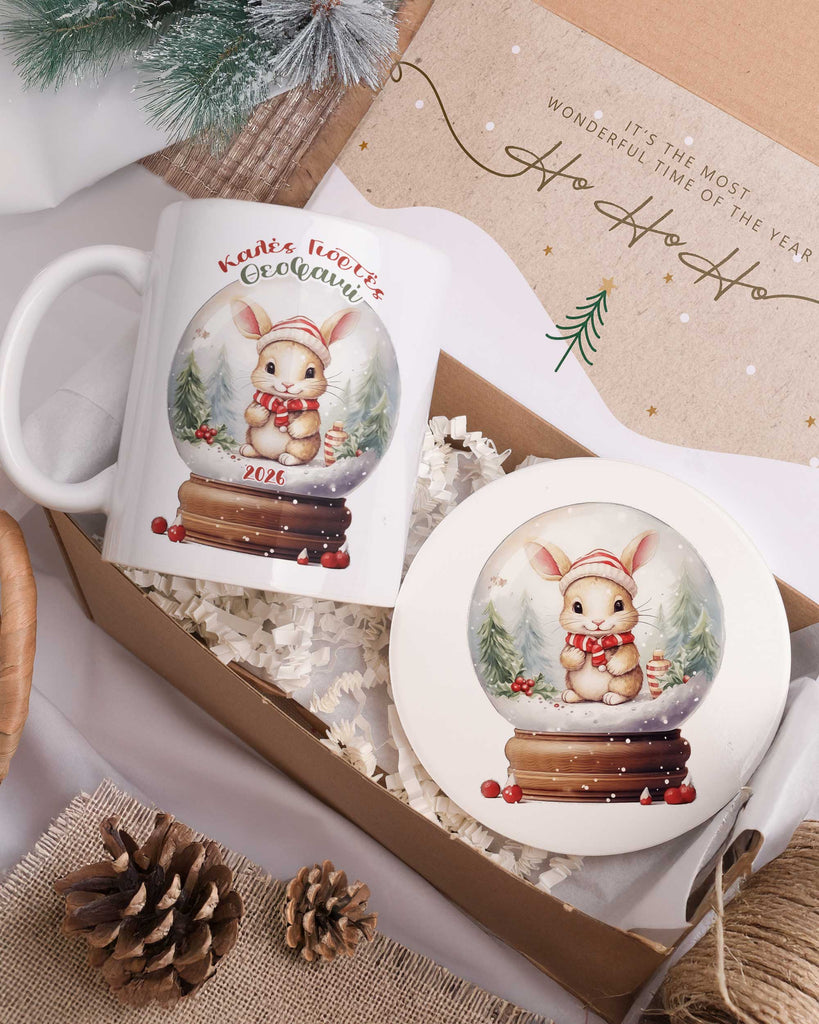Snowball Rabbit - Ceramic Mug 11oz & Coaster Gift Box - GOTShirts