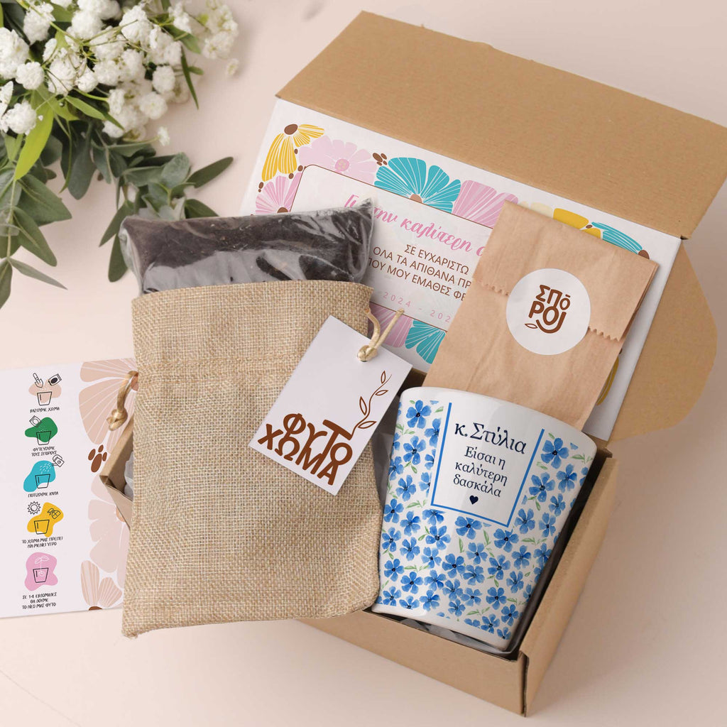 Best Teacher Blue Flowers - Flower Pot - GOTShirts