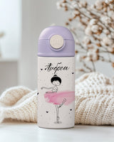 Pink Ballerina - Double Wall Colored Water Bottle - GOTShirts
