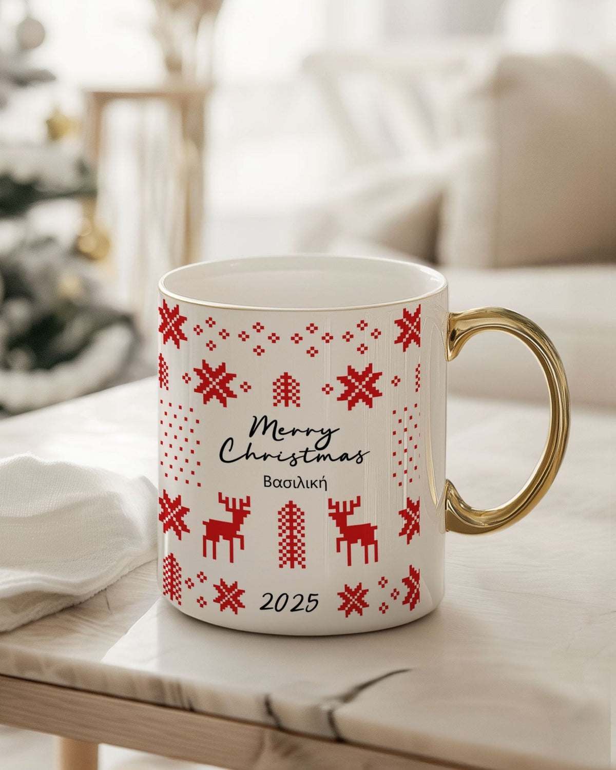 Merry Christmas - Ceramic Gold Handle Mug - GOTShirts