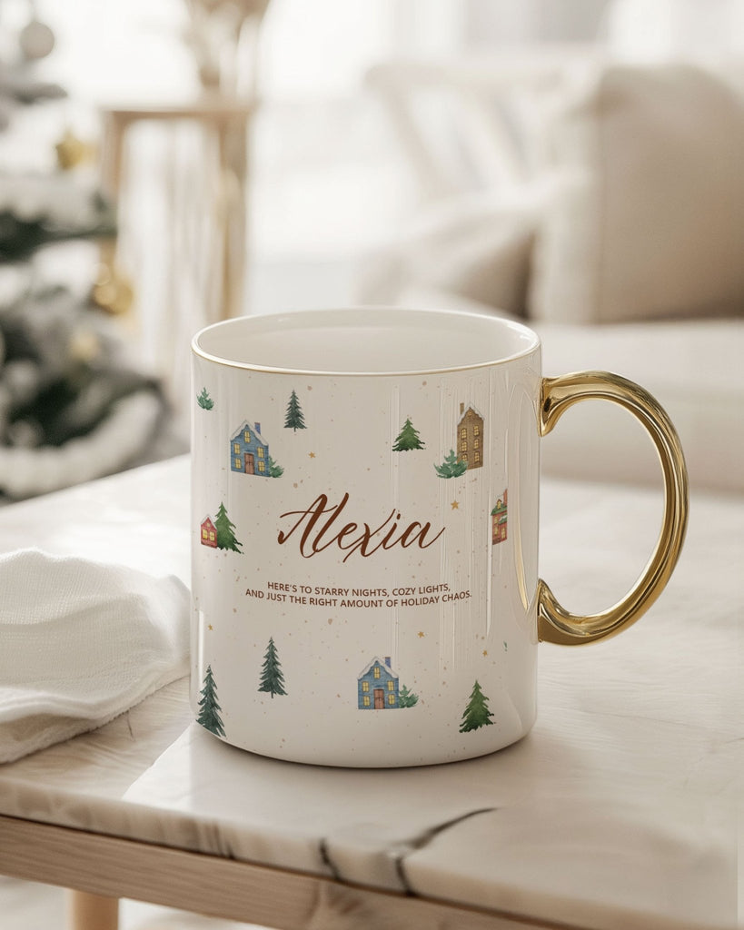 Cozy Lights - Ceramic Gold Handle Mug - GOTShirts