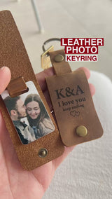 Leather Engraved Keyring With Photo Inside