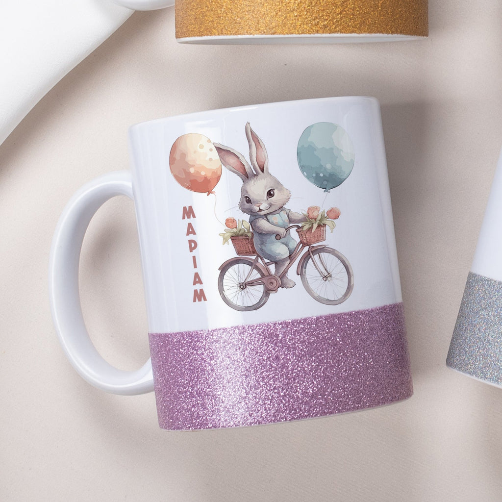 Vintage Bike Bunny - Ceramic Glitter Mug - GOTShirts