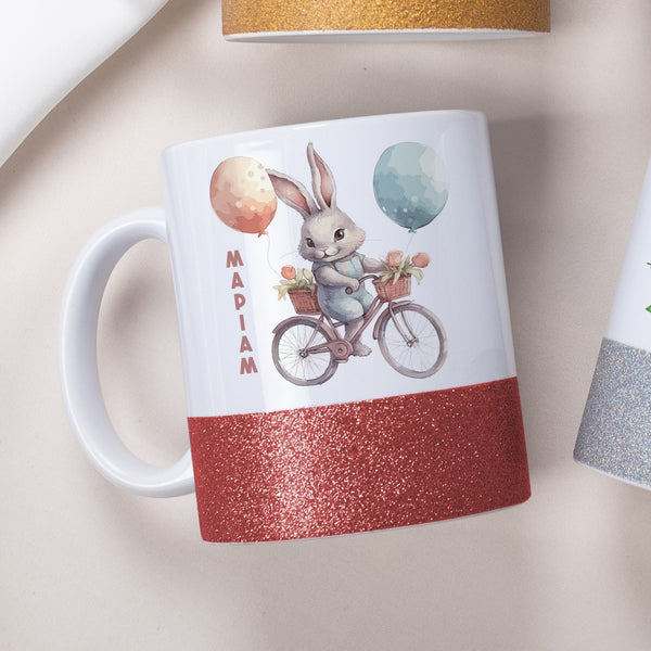 Vintage Bike Bunny - Ceramic Glitter Mug - GOTShirts