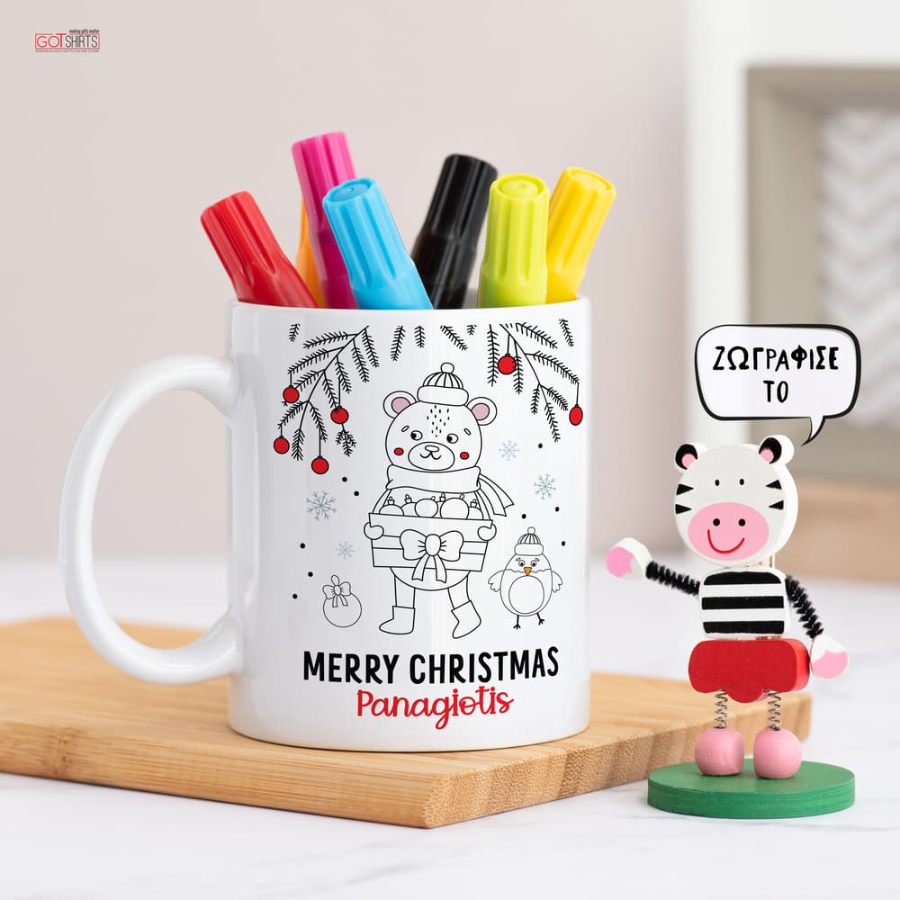 Bear And Penguin - Colour It! Children's Mugs with Markers
