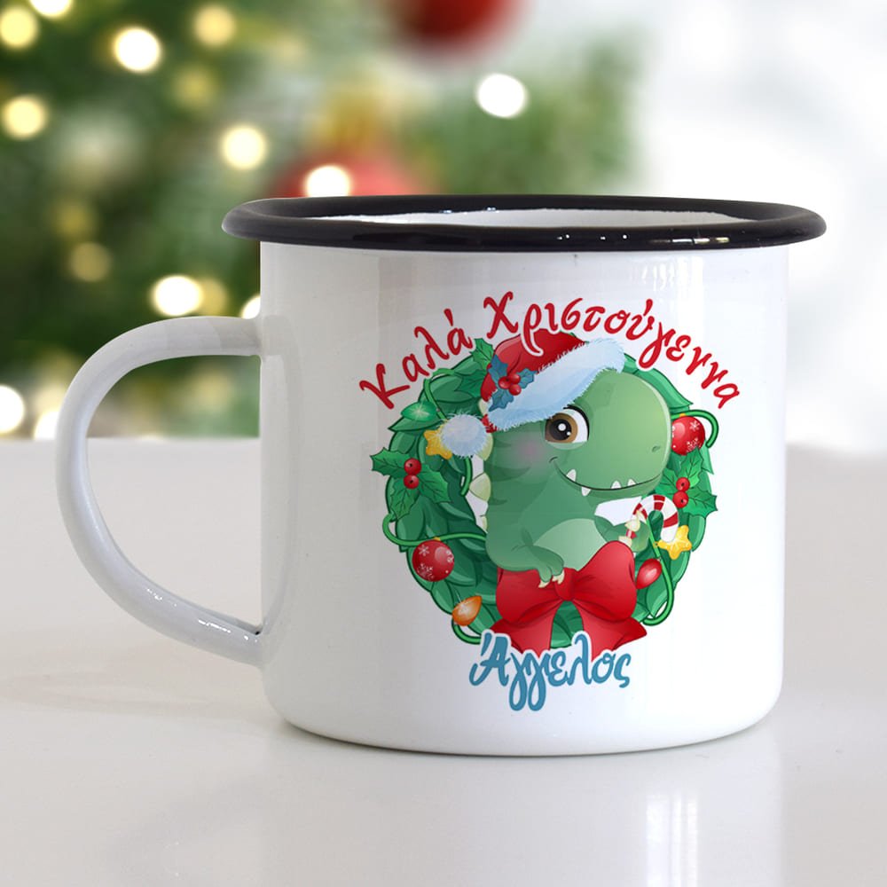 Dinosaur - Christmas S/Steel Enamel Mug - GOTShirts