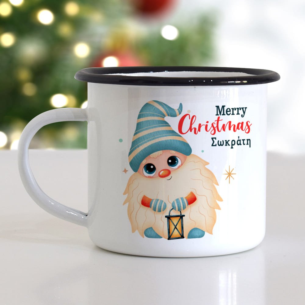 Gnome White - Christmas S/Steel Enamel Mug - GOTShirts