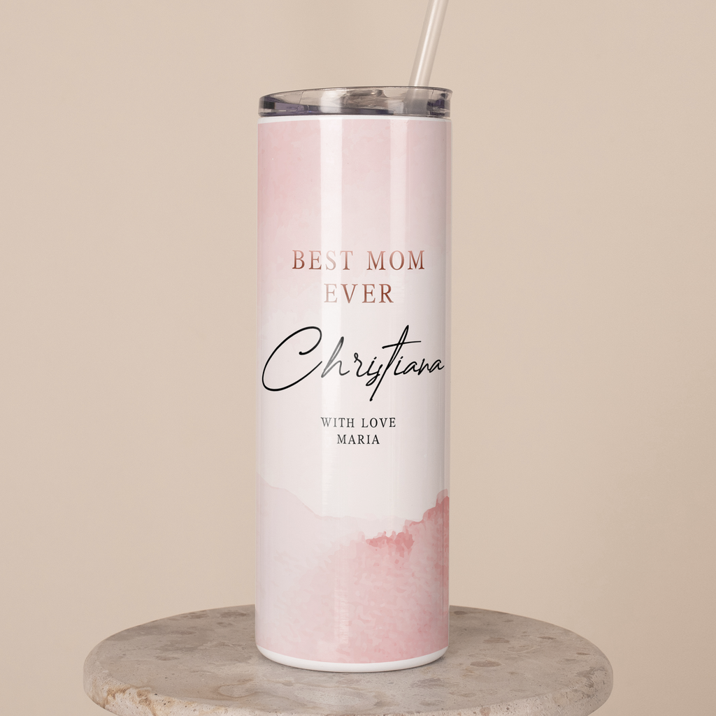 Best Mom Ever - Stainless Steel Skinny Tumbler With Straw