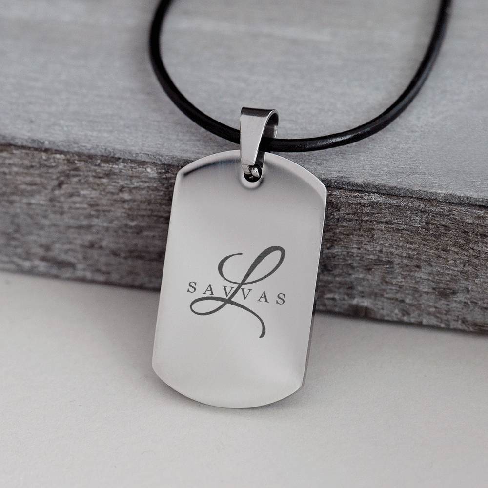 Name & Letter - Dog Tag Necklace (Engraved)