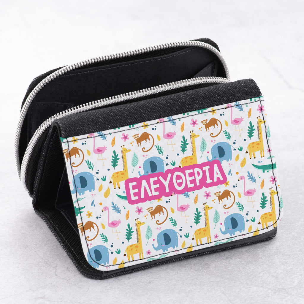 Girl Animals Pattern - Kid's Jean Wallet - GOTShirts