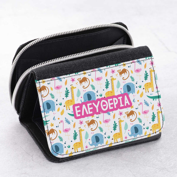 Girl Animals Pattern - Kid's Jean Wallet - GOTShirts