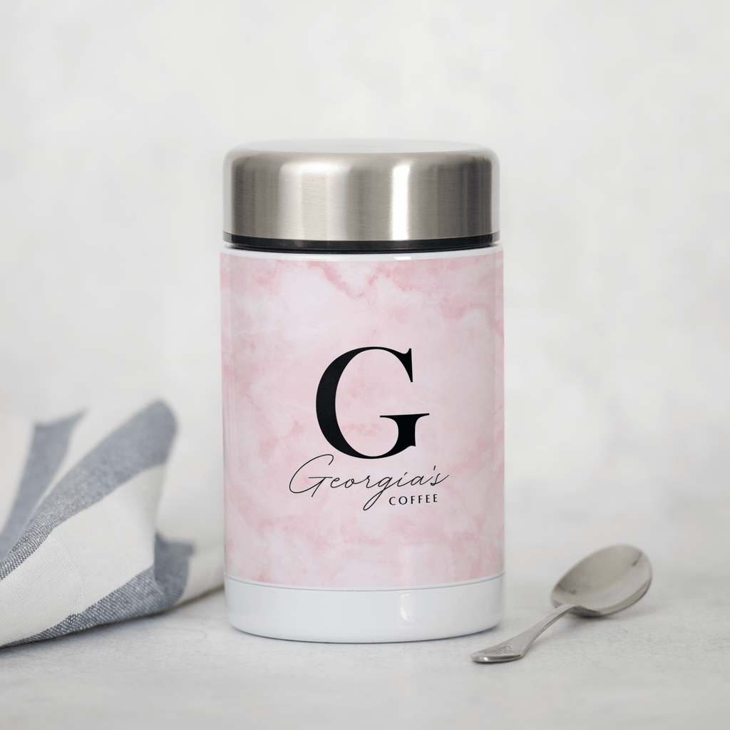 Letter & Name Pink Marble - Food Jar - GOTShirts