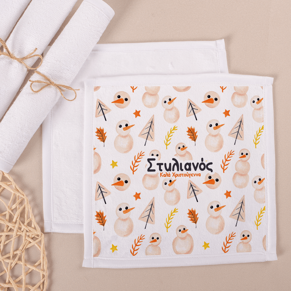 Snowman Pattern - Personalized Hand Towel - GOTShirts