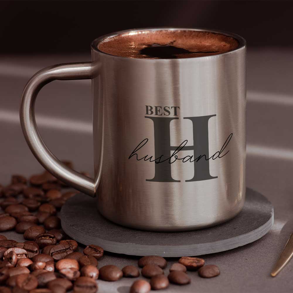 Capital Letter and Calligraphy - Stainless Steel Coffee Mug