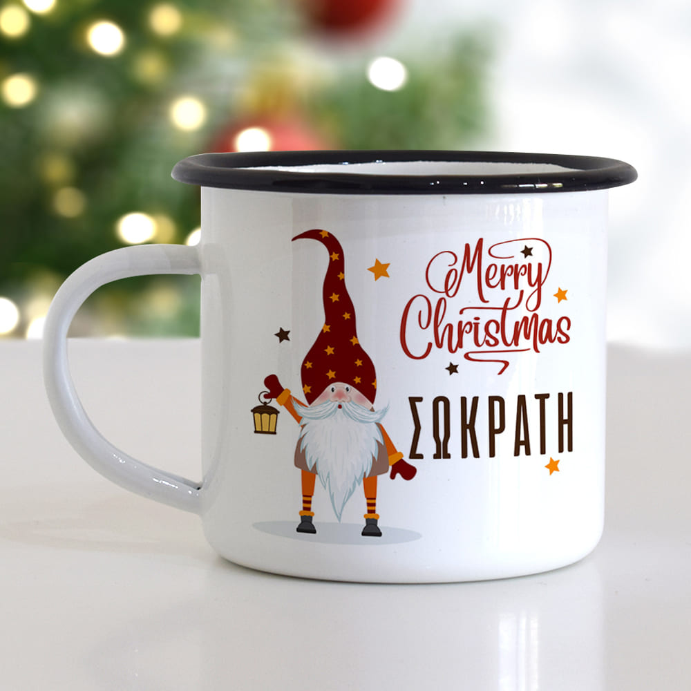 Christmas S/Steel Enamel Mug - Gnome