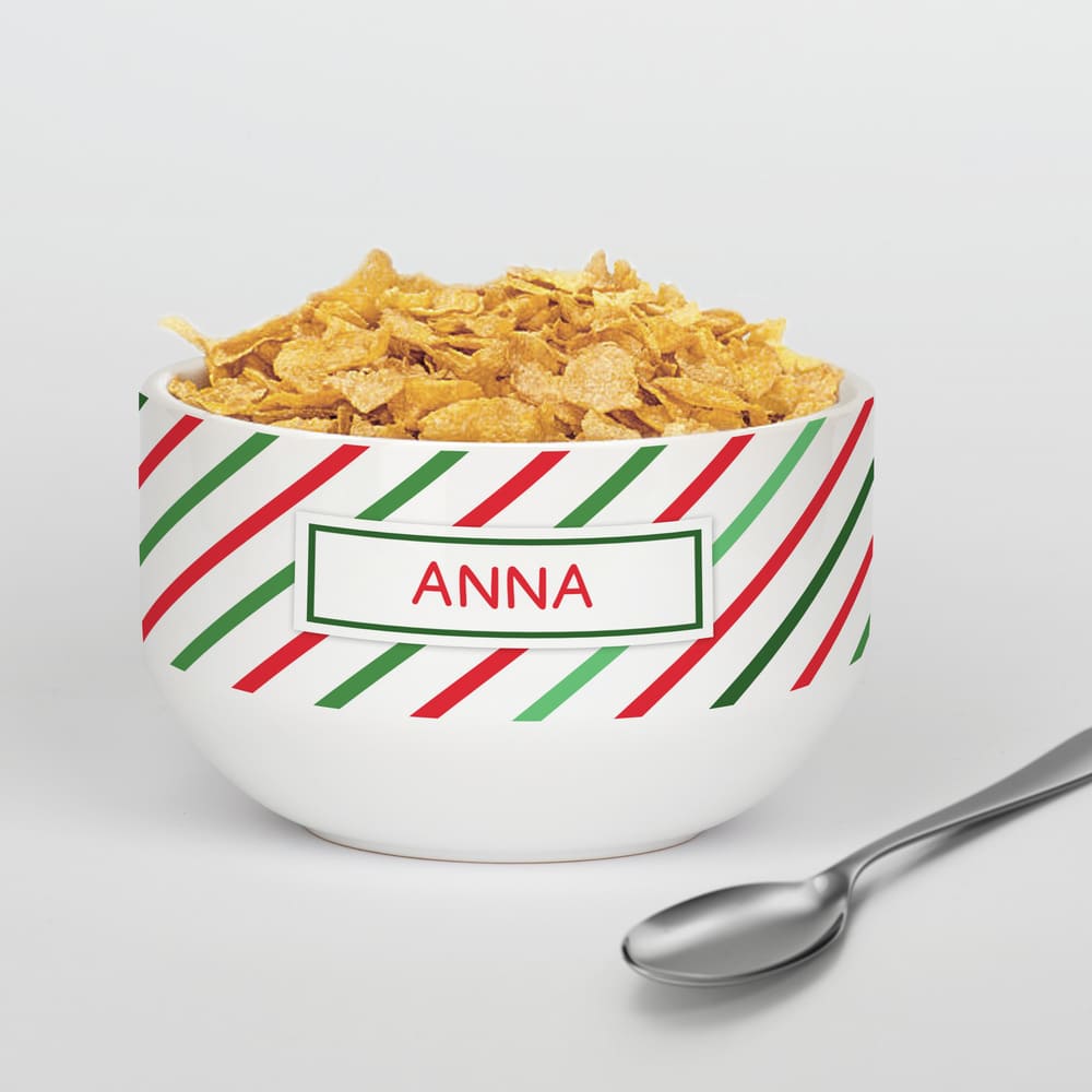 Personalized Ceramic Bowl - Stripes Pattern - GOTShirts