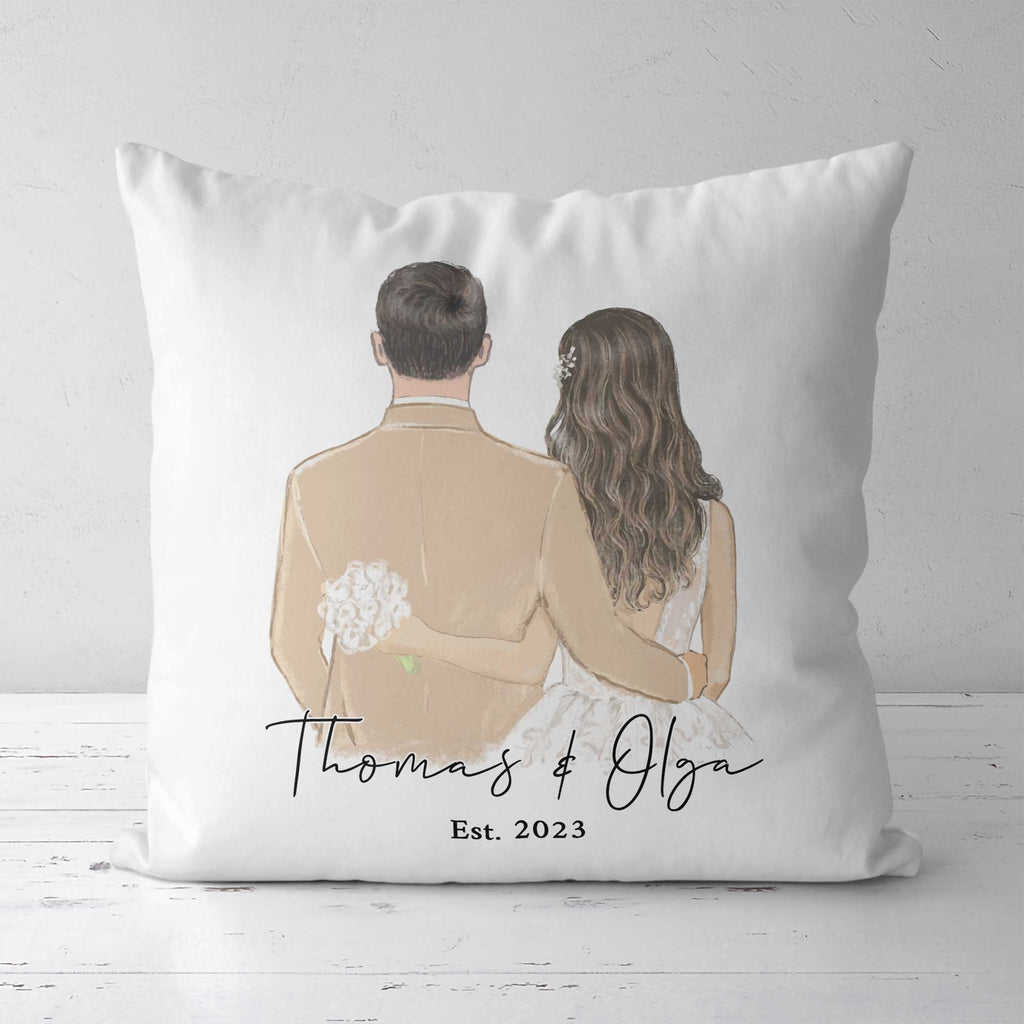 Couple Illustration - White Pillow