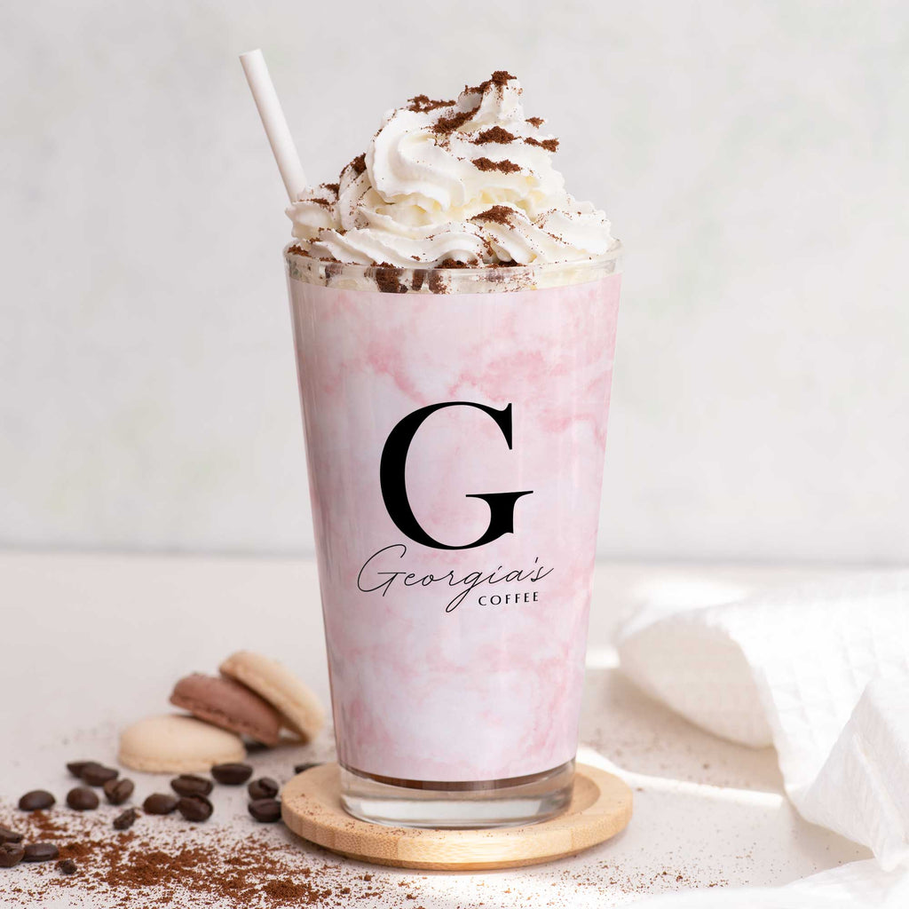 Name & Letter Pink - Glass Latte Mug