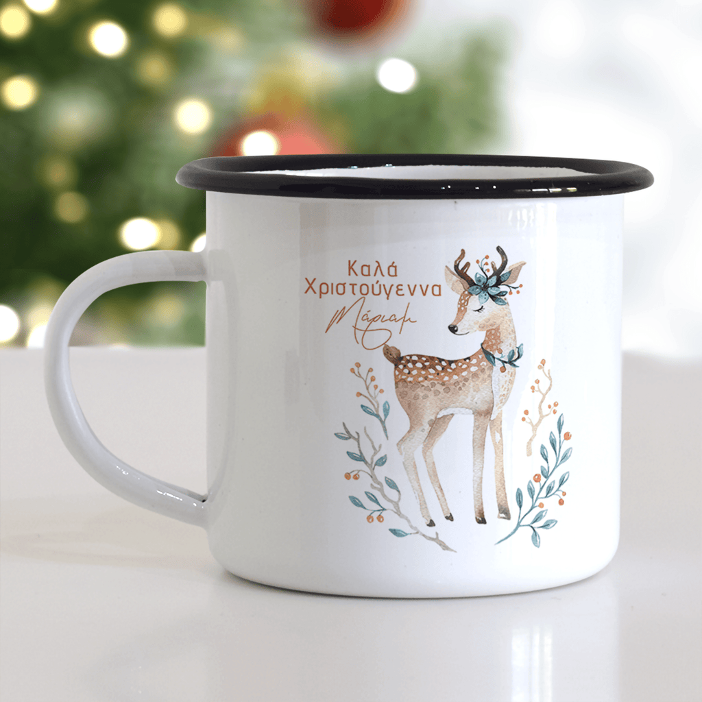 Christmas Deer - Christmas S/Steel Enamel Mug - GOTShirts