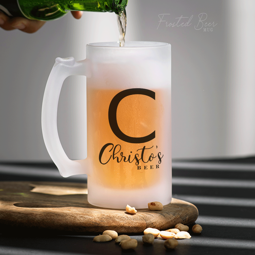 Letter & Name - Frosted Beer Glass