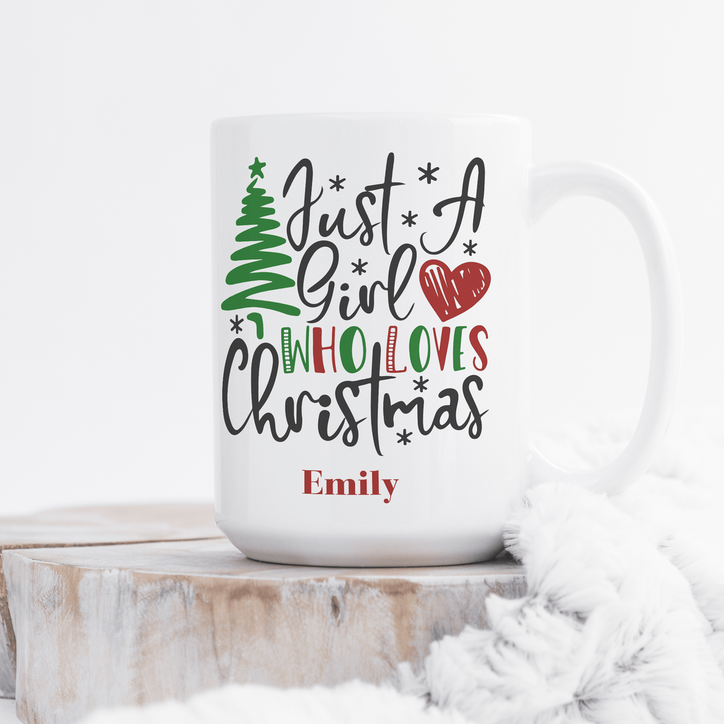 Just A Girl Who Loves Christmas - Large Ceramic Coffee Mug - GOTShirts