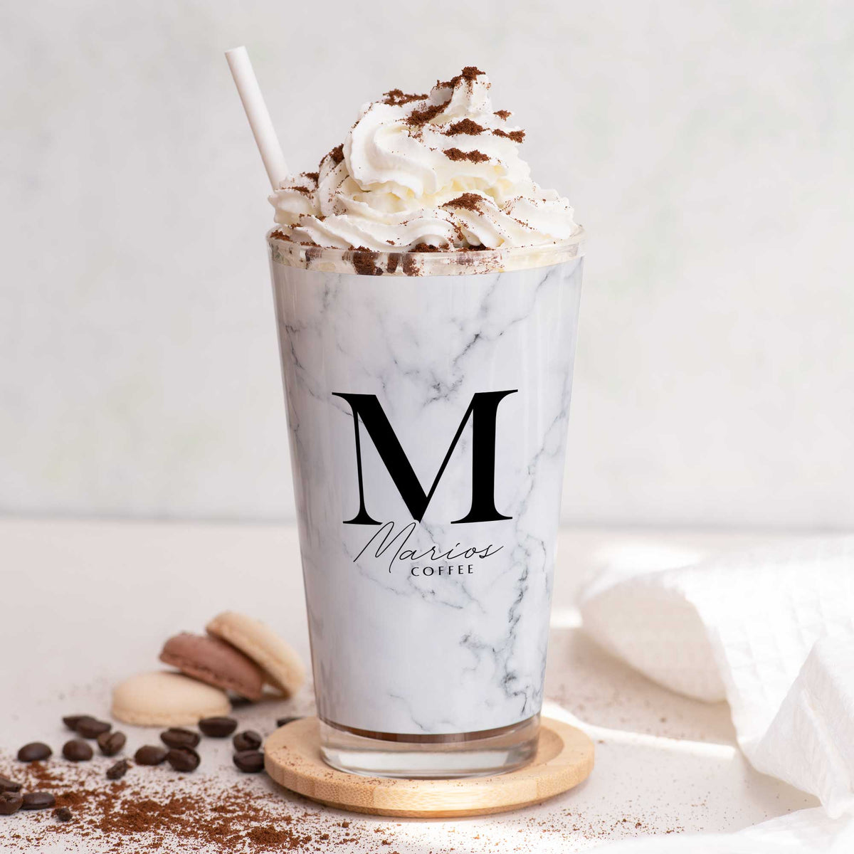 Name & Letter Gray - Glass Latte Mug - GOTShirts