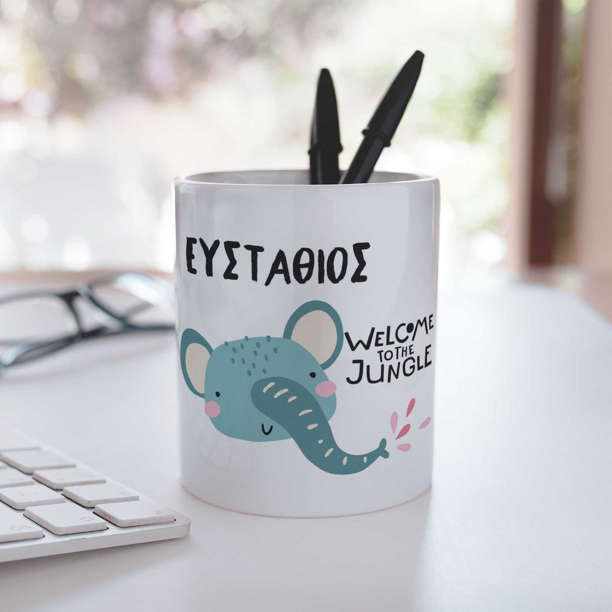Blue Elephant - Ceramic Pencil Holder - GOTShirts