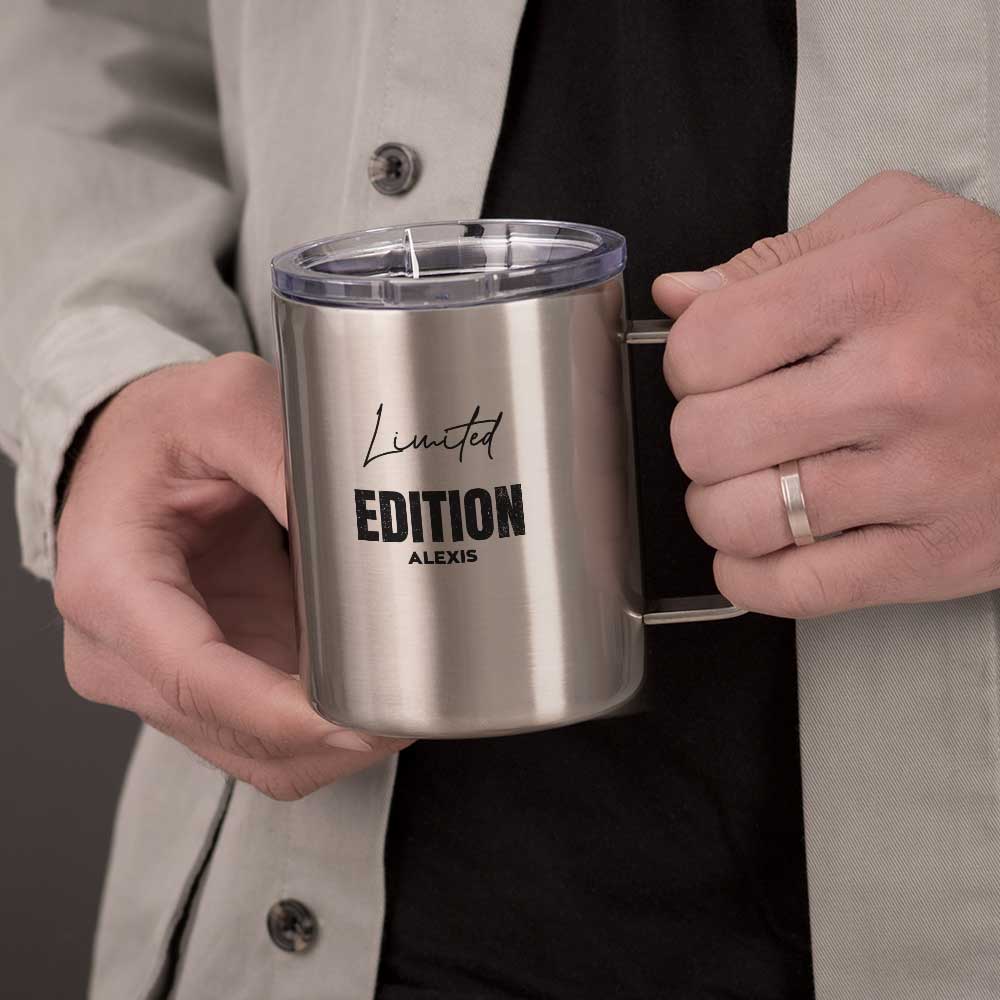 Silver Stainless Steel Mug With Handle - GOTShirts