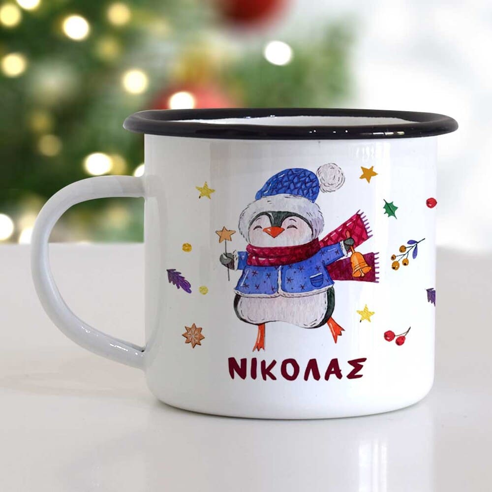 Blue Penguin - Christmas S/Steel Enamel Mug - GOTShirts