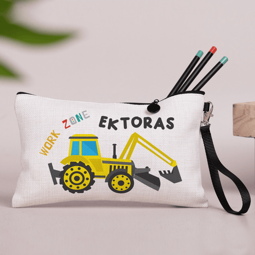 Yellow Tractor - Linen Pencil Case - GOTShirts