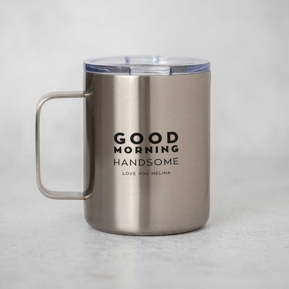 Goodmorning - Silver Stainless Steel Mug With Handle