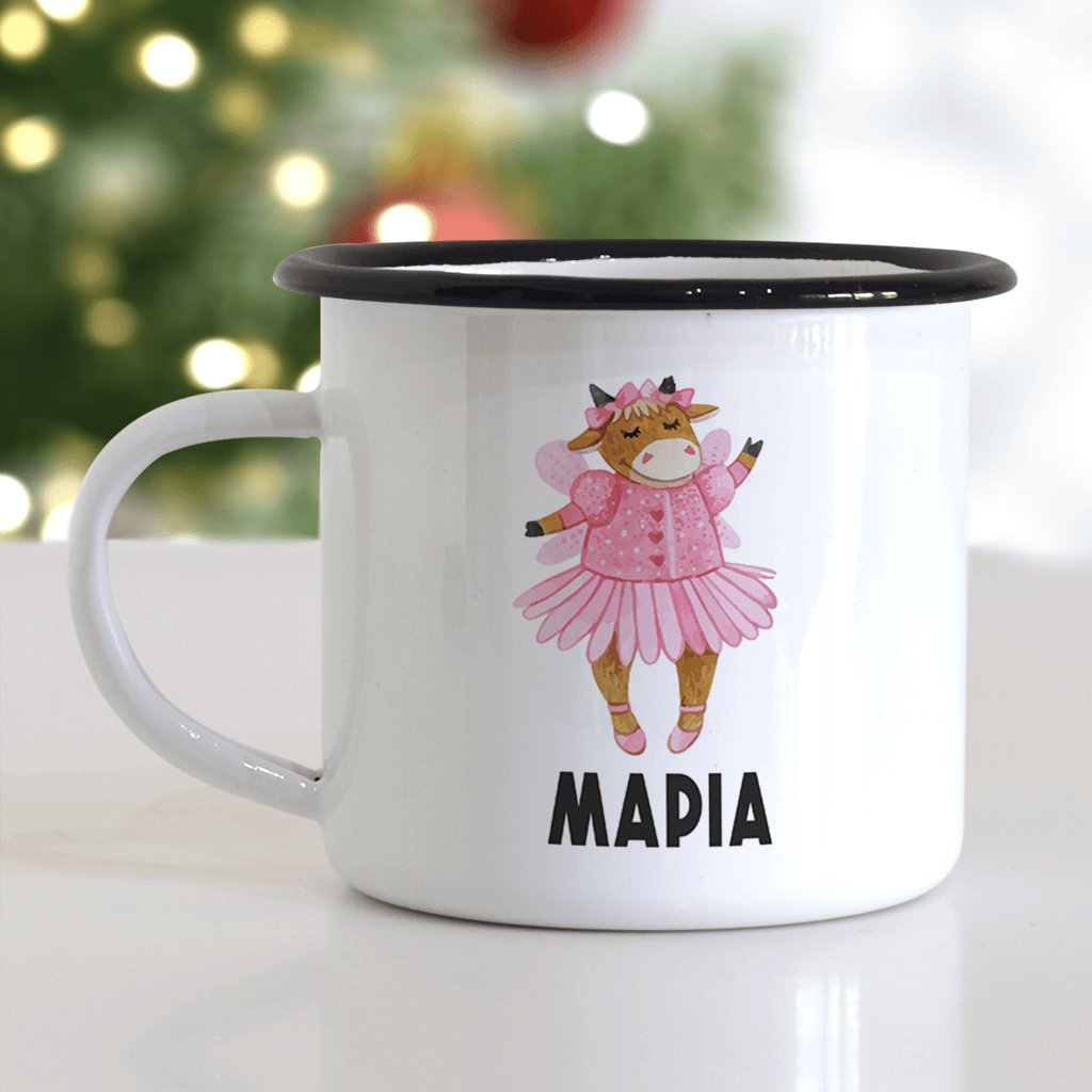 Fairy Ballerina Cow - Christmas S/Steel Enamel Mug - GOTShirts