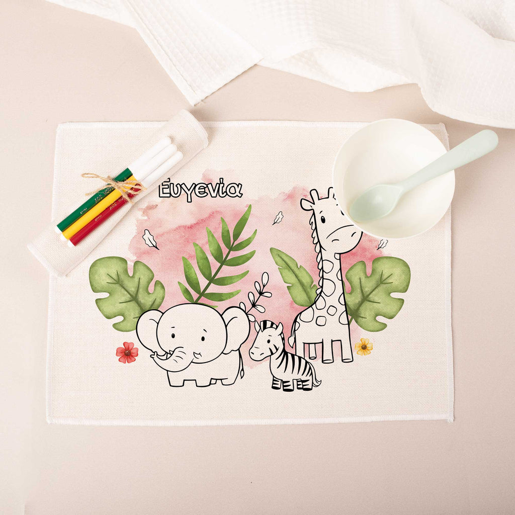 Jungle Animals Girl - Placemat - GOTShirts