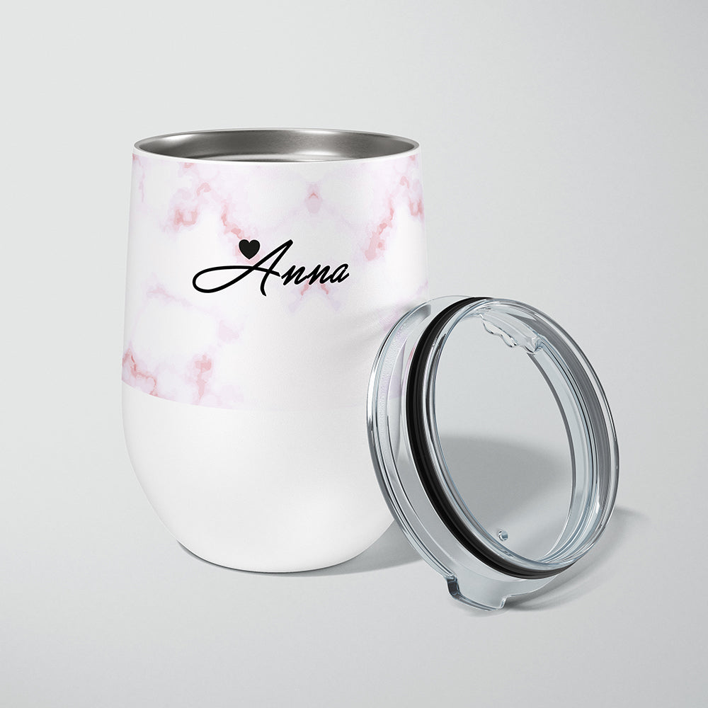 Pink Marble - Stainless Steel White Mug