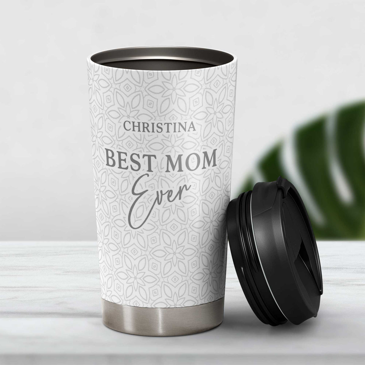 Best Mom Ever Gray Pattern - Stainless Steel Travel Mug - GOTShirts