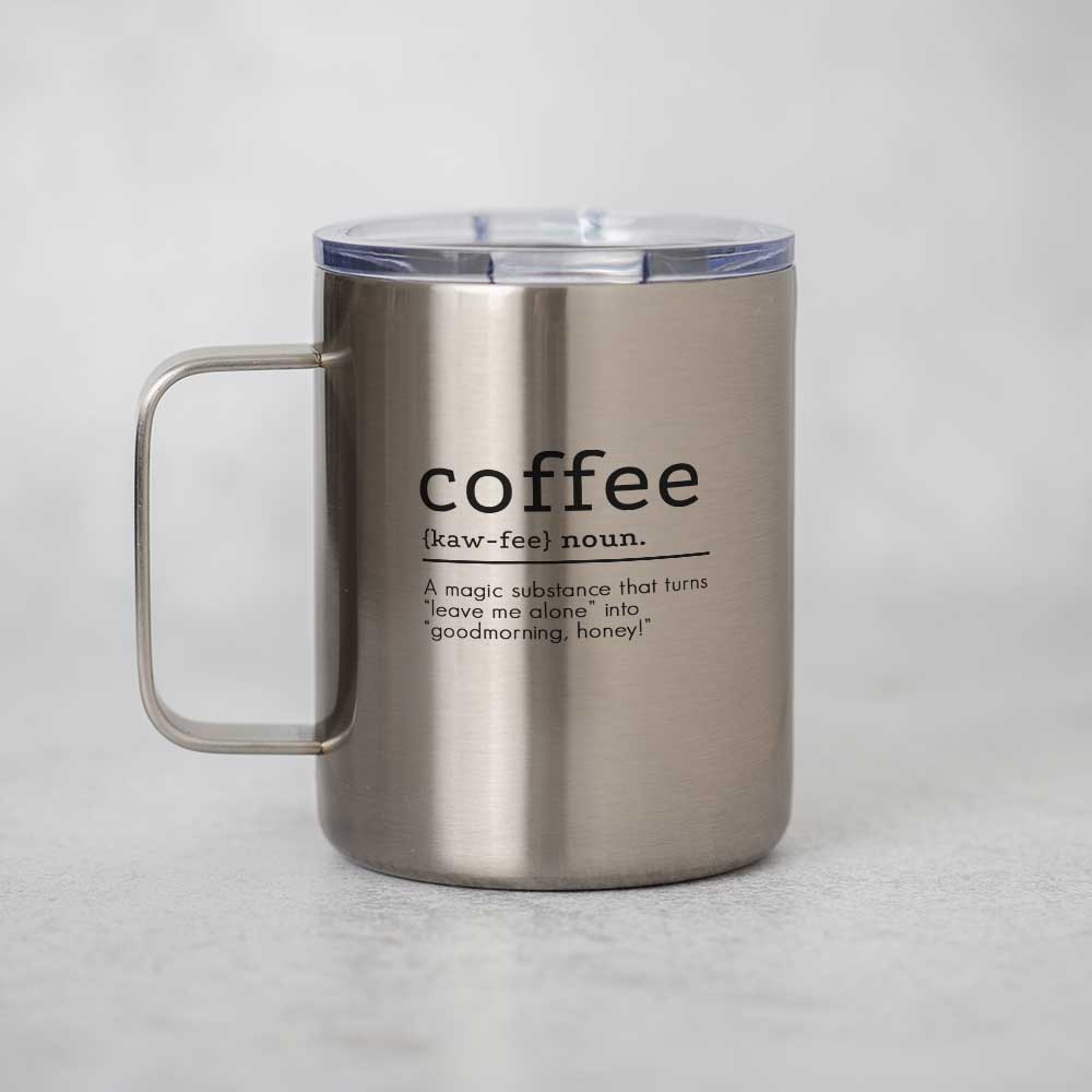 Coffee Definition - Silver Stainless Steel Mug With Handle