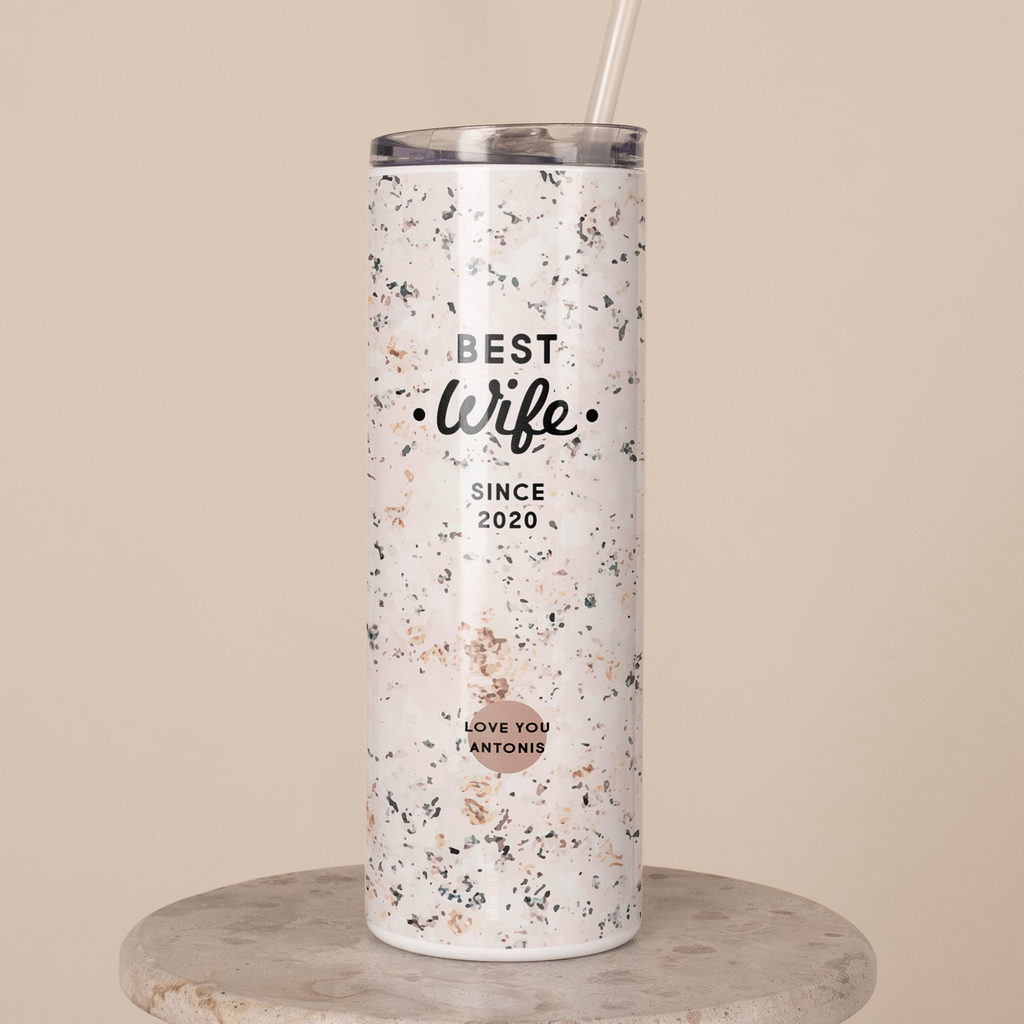 Best Wife - Stainless Steel Skinny Tumbler With Straw